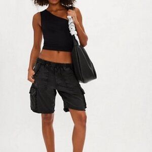 Free People FP One Beck Shorts Washed Black Low-rise Pull On Pockets S